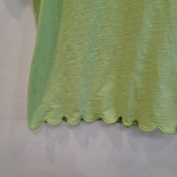 Chico's Lime Green Scallop Hem Short Sleeves Top Women's Size Medium - Picture 5 of 11